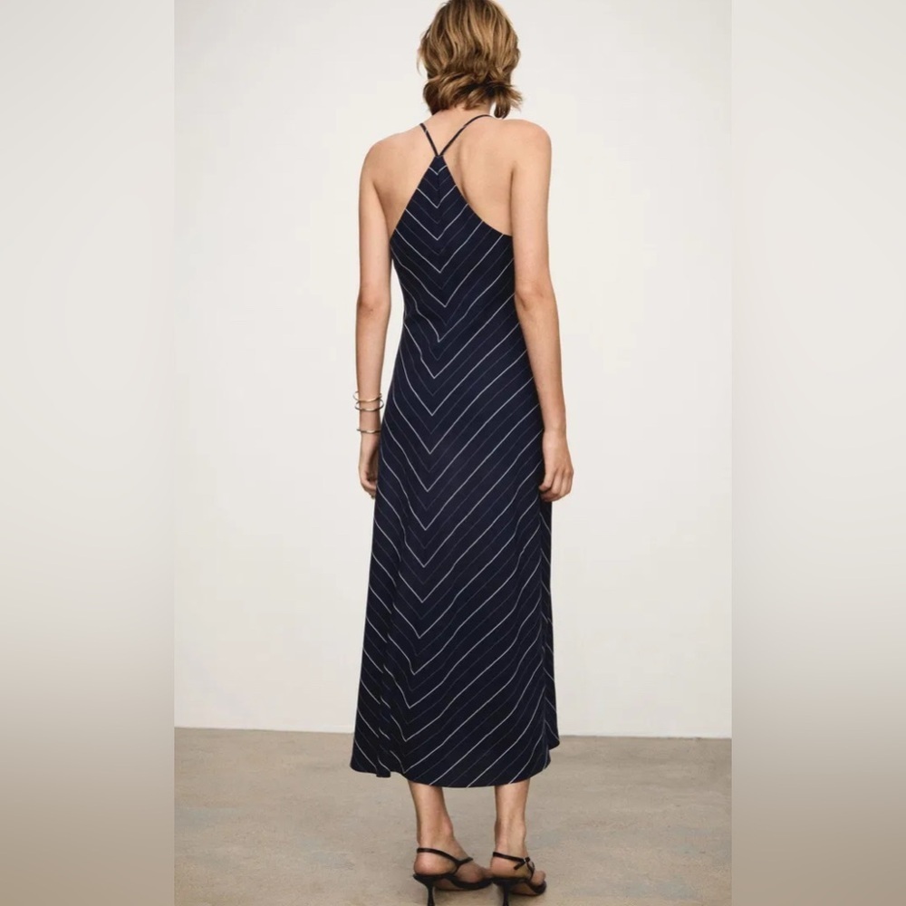 NWT MANGO STRIPED LYOCELL DRESS, SIZE L - Picture 6 of 16